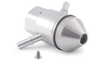 Dual-Inlet Diamond Cutting Head with Short Stop Filter, .010"/0.25mm, H2O Style (301329-2-10-SSF)